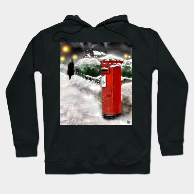 Traditional Christmas Illustration: Red Post Box in Snow Hoodie by grantwilson